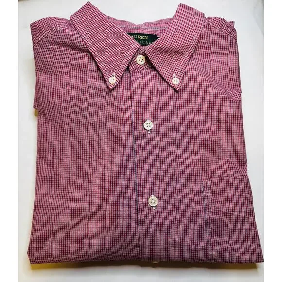 Lauren Ralph Lauren Dress Shirt Mens 16 36/37 Red White Gingham Check Cotton L/S - Picture 11 of 11